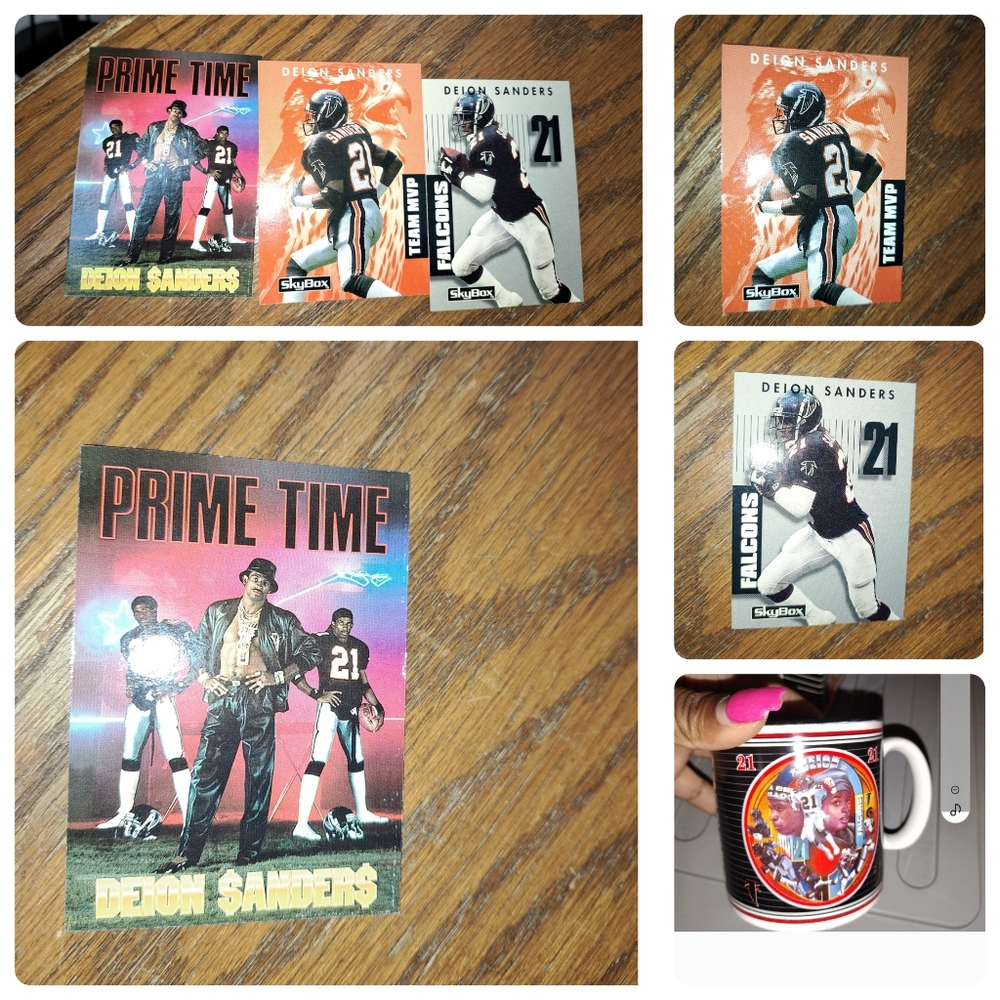 Deion Sanders mug+ cards (falcons bundle)